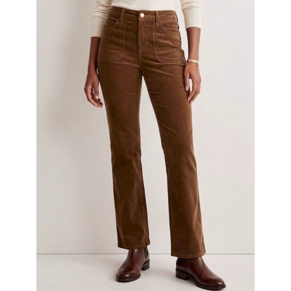 Draper James Betty Bootcut Brown Corduroy Pants NWT Womens 12 High Rise Stretch